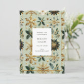 ラグジュアリーグリーン金ゴールドスノーフレッエレガントクホリデーカード (スタンド正面)