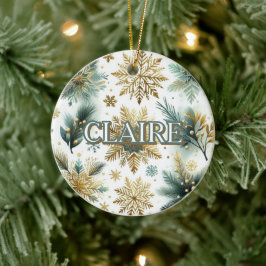 ラグジュアリーグリーン金ゴールドスノーフレークホリデエレガントー セラミックオーナメント