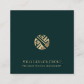 ラグジュアリーグリーン金ゴールドロゴ スクエア名刺 (正面)