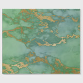 ラグジュアリーグリーン金ゴールド大理石包み紙ギフトラップ ラッピングペーパー (フラット)