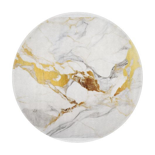 ラグジュアリーグレーと金ゴールドテクスチャホワイトマーブル カッティングボード (正面)