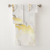 ラグジュアリーグレーと金ゴールドテクスチャホワイトマーブル バスタオルセット (インサイチュ)