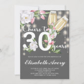 ラグジュアリーグレーシャンパンフローラ30th誕生日パーティー 招待状 (正面)