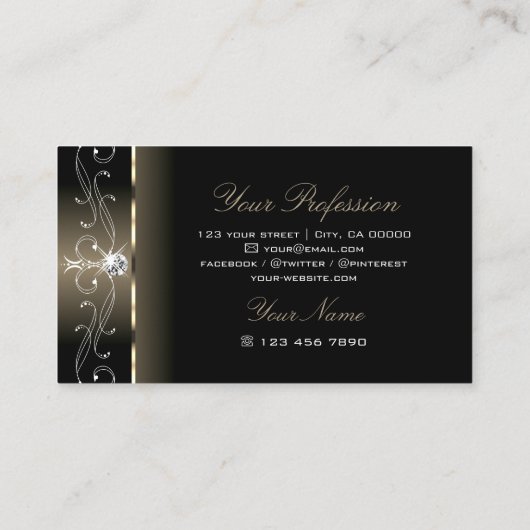 ラグジュアリーグレームブラックベージュスクワイグドジュエリーガーデファ/装飾品 名刺 (裏面)