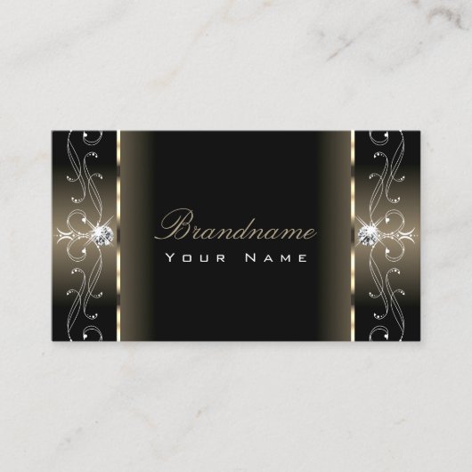 ラグジュアリーグレームブラックベージュスクワイグドジュエリーガーデファ/装飾品 名刺 (正面)