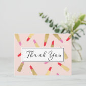 ラグジュアリーグレームリップスティックパターンオンピンクサンキューカード サンキューカード (スタンド正面)