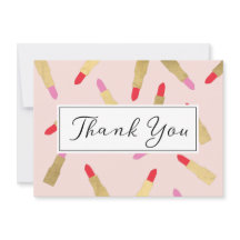 ラグジュアリーグレームリップスティックパターンオンピンクサンキューカード