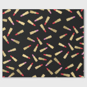 ラグジュアリーグレームリップスティック模様（ブラック） ラッピングペーパー (フラット)