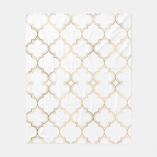 ラグジュアリーゴールデンイスラム幾何学模様モチーフ フリースブランケット (正面)