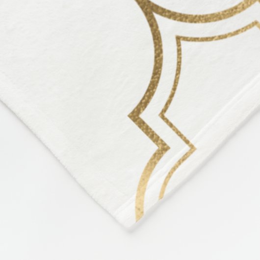 ラグジュアリーゴールデンイスラム幾何学模様モチーフ フリースブランケット (角)