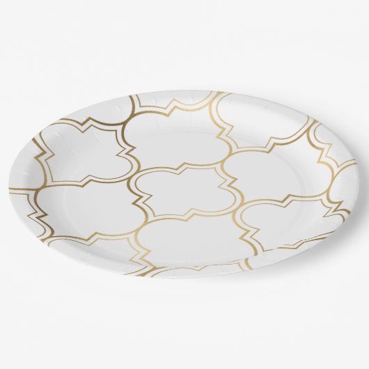 ラグジュアリーゴールデンイスラム幾何学模様モチーフ ペーパープレート (アングル)