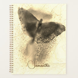 ラグジュアリーゴールデンウォーター色バタフライフォトモノグラム プランナー手帳