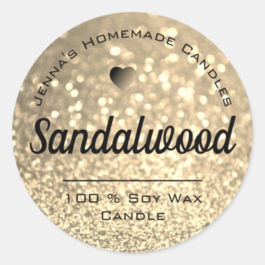 ラグジュアリーゴールデンエレガントグリッターシンプルキャンドルラベル ラウンドシール (正面)