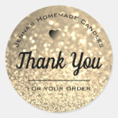 ラグジュアリーゴールデンエレガントグリッターシンプルサンキューユー ラウンドシール (正面)