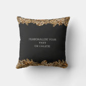 ラグジュアリーゴールデンエレガントフラワーズシッククラシーブラック クッション (裏面)