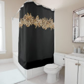 ラグジュアリーゴールデンエレガントフラワーズシッククラシーブラック シャワーカーテン (インサイチュ)