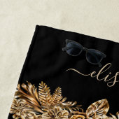 ラグジュアリーゴールデンエレガントフラワーズシッククラシーブラック ビーチタオル (インサイチュ)