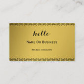 ラグジュアリーゴールデンカラーグリーティングハローメッセエレガントージ 名刺 (裏面)