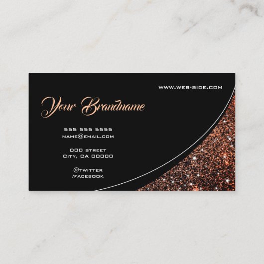 ラグジュアリーゴールデングリッターかわいらしバラエレガント金ゴールド 名刺 (裏面)