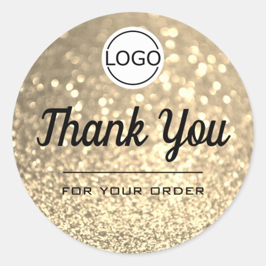 ラグジュアリーゴールデングリッターエレガントミニマリストサンキュー ラウンドシール (正面)