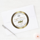 ラグジュアリーゴールデングリッターホワイトプロダクトラベル追加ロゴ ラウンドシール (封筒)