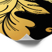 ラグジュアリーゴールデンシームレスパターン。フローラ背景 ポスター (角)