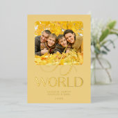 ラグジュアリーゴールデンジョイトゥザワールド引用文フォトファミリー 箔招待状 (立ち正面)