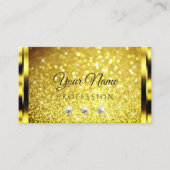 ラグジュアリーゴールデンスパークルイエロー金ゴールドグリッターダイヤモンド 名刺 (正面)
