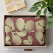 ラグジュアリーゴールデンハートとレッドジェムズオン深いレッド 薄葉紙 (ギフト)