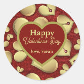 ラグジュアリーゴールデンハートとレッドジェムズバレンタインデー ラウンドシール (正面)