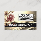 ラグジュアリーゴールデンピンクローズグリッタースターQRコードロゴ 名刺 (正面)