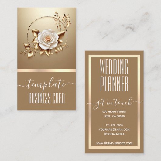 ラグジュアリーゴールデンフラワーフローラ書道かわいらし 名刺 (正面/裏面)