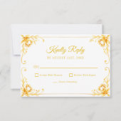 ラグジュアリーゴールデンフローラホワイト&金ゴールドキンセアニェラ 出欠カード (正面)