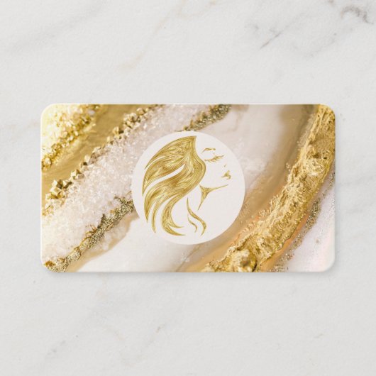 ラグジュアリーゴールデンマーブル美容師 名刺 (正面)