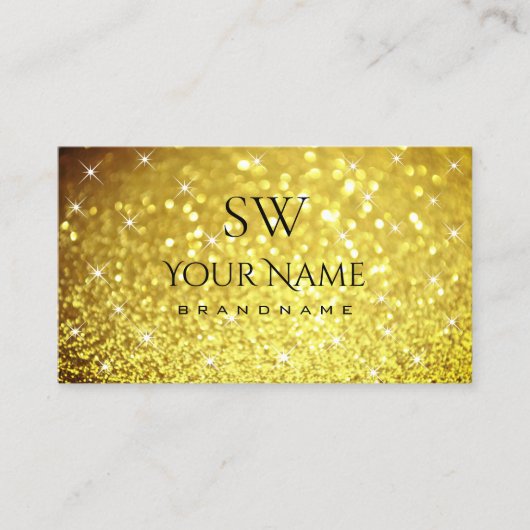 ラグジュアリーゴールデンルミナンスグリッタースターズウィズイニシャル 名刺 (正面)