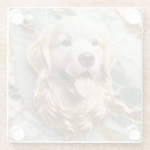 ラグジュアリーゴールデンレトリバー大理石アートワーク ガラスコースター (裏面)