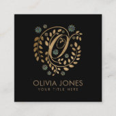 ラグジュアリーゴールデン書道モノグラムO字付き スクエア名刺 (正面)