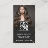 ラグジュアリーゴールデン美容師メイクアップアーティストサロンqr 名刺 (正面)