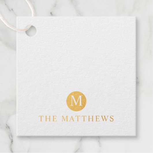 ラグジュアリーゴールドパーソナライズされたフォイルモノグラムと名前 フェイバータグ (正面)