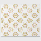 ラグジュアリーゴールドフォイルスノーフレークズパターンホリデーギフト ラッピングペーパー (フラット)