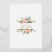 ラグジュアリーゴールドフォイルピンクフローラブライダルティーパーティー 箔招待状 (裏面)