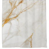 ラグジュアリーゴールドフォイルベージュマーブル シャワーカーテン (正面)