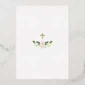 ラグジュアリーゴールドフォイルホワイトフラワーガールバプテスマ 箔招待状 (裏面)