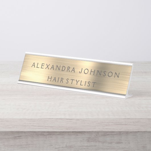 ラグジュアリーゴールドフォイルモダンビジネス デスクネームプレート (正面)