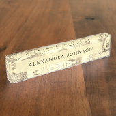 ラグジュアリーゴールドフォイルモダンマーブルスワール デスクネームプレート (側面)