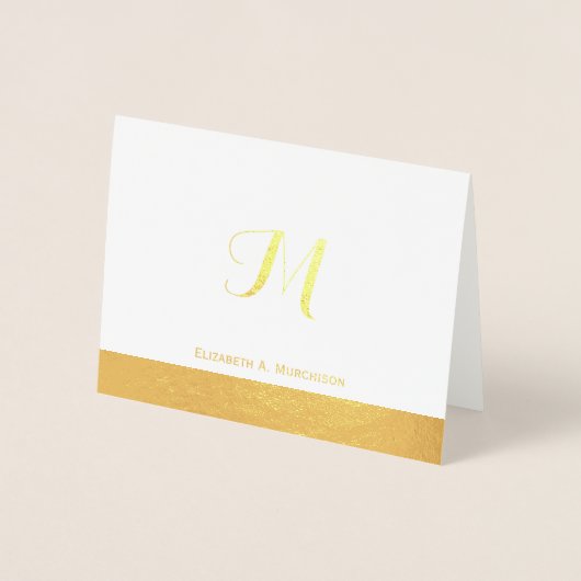 ラグジュアリーゴールドフォイルモノグラムノートカード 箔カード (正面)