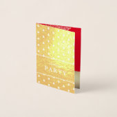 ラグジュアリーゴールドフォイルレッドクリスマスパーティの招待状 箔カード (正面)