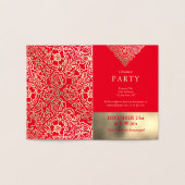 ラグジュアリーゴールドフォイルレッドクリスマスパーティの招待状 箔カード (内部)