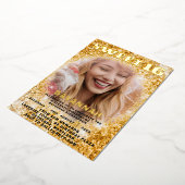 ラグジュアリーゴールドフォイル&グリッターフォトスイート16パーティー 箔招待状 (回転した状態)