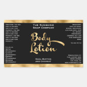 ラグジュアリーゴールドフォイル&ブラック体ローションボトルラベル 長方形シール (正面)